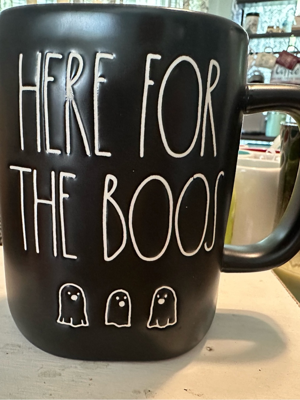 Here For The Boos Black Halloween Ceramic Mug